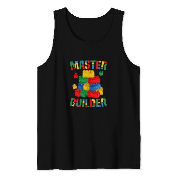 Discover Cool Brick Master Builder Funny Building Blocks Kids Tank Tops