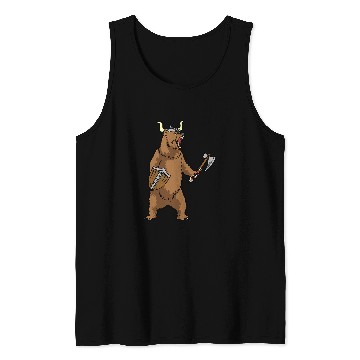 Discover Funny Bear Warrior Viking Bear Valhalla Nordic Bear Fighter Cute Bears Tank Tops