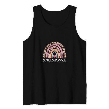 Discover Funny School Supervisor Rainbow Leopard Print Tank Tops