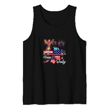 Discover Dog Basset Hound 4th Of July Basset Hound Wearing Sunglasses On Pickup Truck Tank Tops