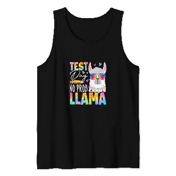 Discover Retro Test Day No Prob Llama Teacher Student Exam Test Day Tank Tops