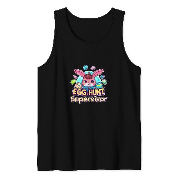 Discover Funny Easter Egg Hunt Supervisor Dad Mom Kid Party Tank Tops