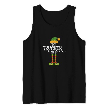 Discover christmas elf matching family pajama trucker elf Tank Tops