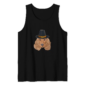 Discover Dog Cocker Spaniel Wearing Pilgrim Hat Thanksgiving Tank Tops