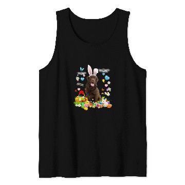 Discover Happy Easter Cute Bunny Dog Chocolate Lab Eggs Basket Funny Tank Tops