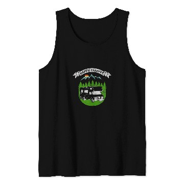 Discover Retro Sunset RV Happy Camper Camping Tank Tops