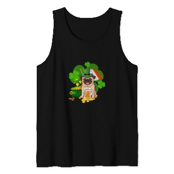 Discover Pug Lover Drinking Beer St Patricks Day Ireland Flag Drinking Pugs Dog Tank Tops