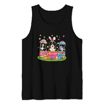 Discover Three Bunny Bernedoodle Inside Easter Egg Happy Easter Tank Tops