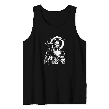 Discover Goats Lover Satanic Jesus Holding A Black Satanic Goat Tank Tops