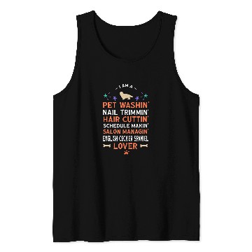 Discover Dog Cocker Spaniel Groomer English Cocker Spaniel Lover Funny Dog Grooming Tank Tops