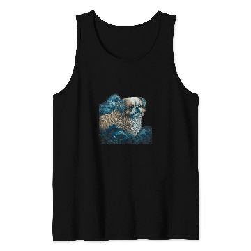 Discover Surrealism Japanese Painting Tibetan Spaniel dog 3 Tank Tops