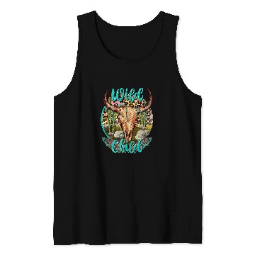 Discover Skeletons Skulls Leopard Boho Bull Skull Cactus Wild Child Western Country Skull Tank Tops