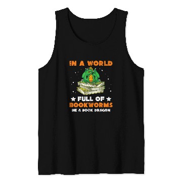 Discover Funny Bookworm Mythical Creature Cute Book Dragon Reading Tank Tops