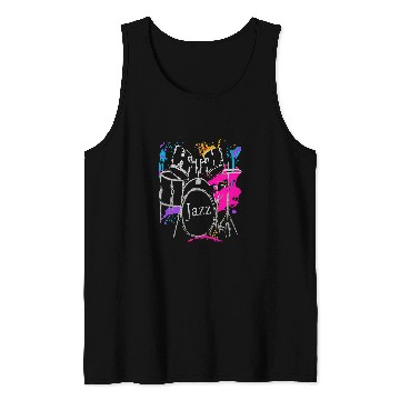 Discover Funny Drummer Jazz Music Art Design Tank Tops
