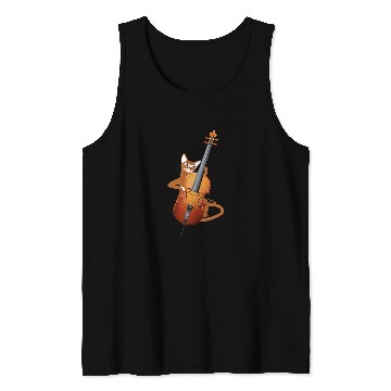 Discover Funny Cellist Cello Cat Orchestra Classical Music Strings Cellist Tank Tops