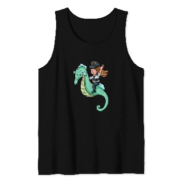 Discover Seahorse Pilot Riding Fantasy Flight Crew Pilot Aviation Tank Tops