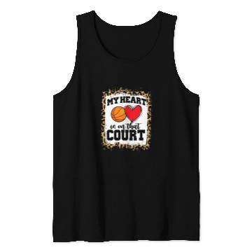 Discover Funny Basketball Game Day Women Leopard Cheetah Tank Tops