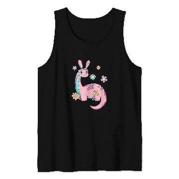 Discover brontosaurus bunny ears egg easter day dinosaur dino boys Tank Tops
