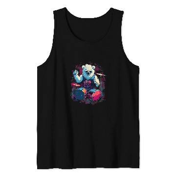 Discover Funny Drummer Rocker Drumming Polar Bear Drummer Tank Tops