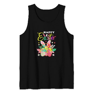 Discover Happy Easter Egg Basket Bunny Ears Tank Tops