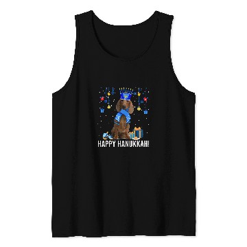 Discover Dachshund Pet Funny Dachshund Menorah Hat Christmas Happy Hanukkah Jewish 4 Tank Tops