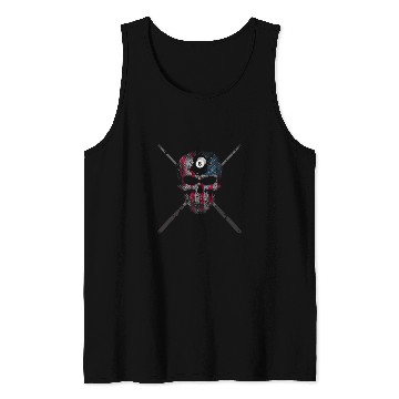 Discover Sport Billiard Skull American Flag Skull Billiards Pool Player Tank Tops