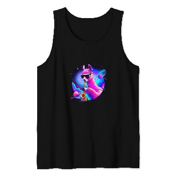 Discover Funny Saxophone Lama Llama Playing Saxophone in Space Outer Space Sax Llama Tank Tops