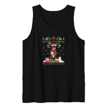 Discover Boston Terrier Pet Santa Hat xmass Ugly Christmas Sweater Tank Tops