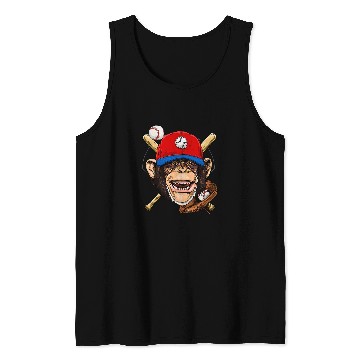 Discover Sport Baseball Monkey Baseball Monkey Lovers Baseball Player 74 Tank Tops
