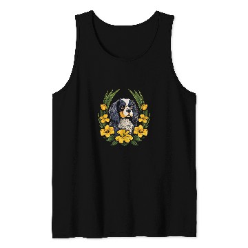 Discover Cavalier King Charles Spaniel Pet with daffodils Tank Tops