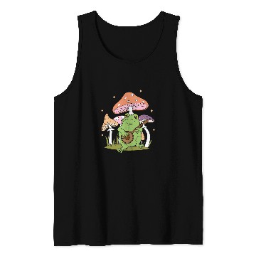 Discover Funny Banjo Frog Playing Banjo Aesthetic Cottagecore Mushroom Tank Tops