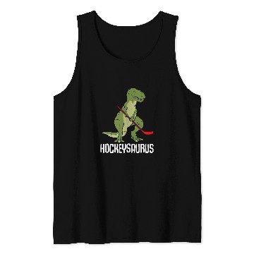 Discover Sport Hockey Dino Hockey Fan Hockeysaurus Dinosaur Ice Hockey Dino TRex Playing Tank Tops