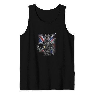 Discover Coyote Mammal as Fighter Jet Pilot Union Jack Tank Tops