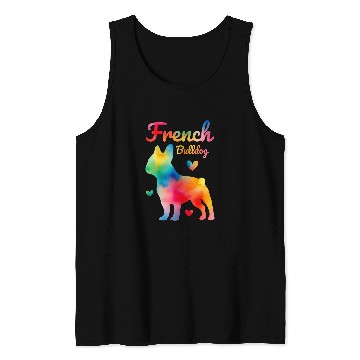 Discover French Bulldog Pet Watercolor Colorful Rainbow Tank Tops
