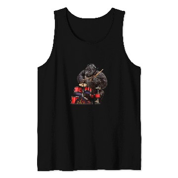 Discover Funny Drummer Gorilla Playing Drum Rock n Roll Tank Tops