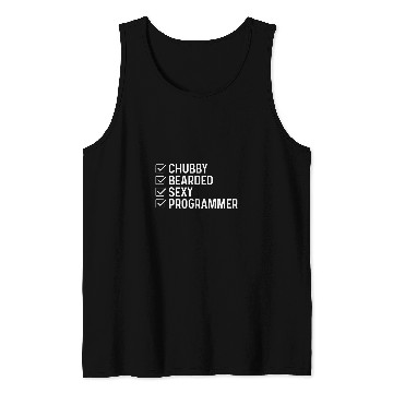 Discover Mens Chubby Bearded Sexy Programmer Funny IT Coding Software Code Tank Tops