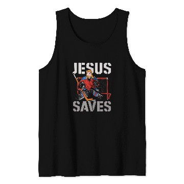 Discover Sport Hockey Christian Ice Hockey Goalie Vintage Goalkeeper Jesus Jesus Saves Tank Tops
