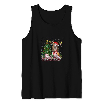 Discover Basset Hound Pet Christmas Tree Lights Santa Pajamas Xmas Tank Tops