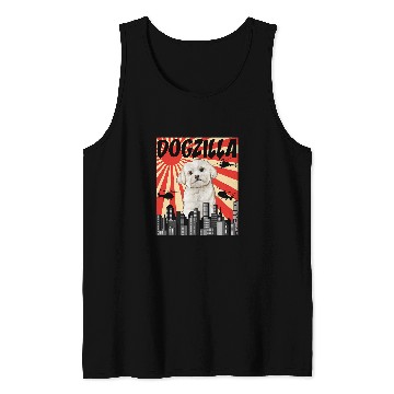 Discover Maltese Pet Funny Retro Japanese Dogzilla Tank Tops