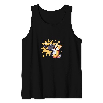 Discover Corgi Pet Cute Corgi Solar Eclipse Sun Moon Space Design Tank Tops