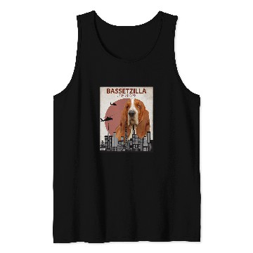 Discover Basset Hound Pet Bassetzilla Basset Hound Dog Giant Monster Japanese Meme Tank Tops