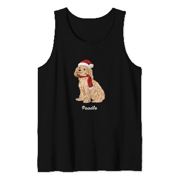 Discover Poodle Pet Toy Poodle Dog Christmas Santa Hat Cute Illustration Tank Tops