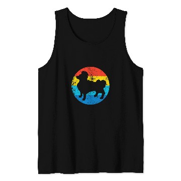 Discover Papillon Pet Breed Silhouette Retro 1970s Circle 3 Tank Tops