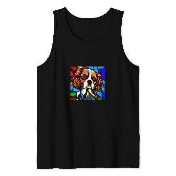 Discover Cavalier Pet King Charles Spaniel Stained Glass Pop Art 5 Tank Tops