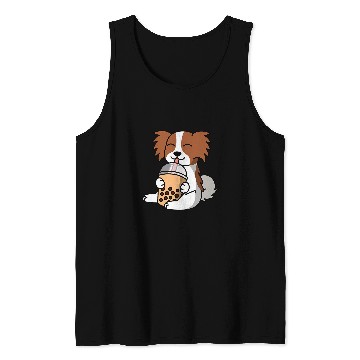Discover Papillon Pet Boba Bubble Milk Tea Papillon Dog Tank Tops