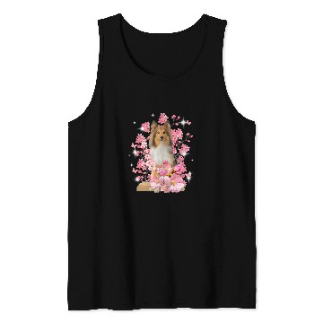 Discover Shetland Pet Cherry Blossom Flowers Tank Tops