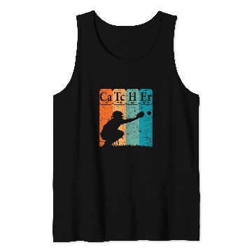 Discover Sport Baseball Periodic Table Elements Nerd Baseball Catcher Retro 2 Tank Tops