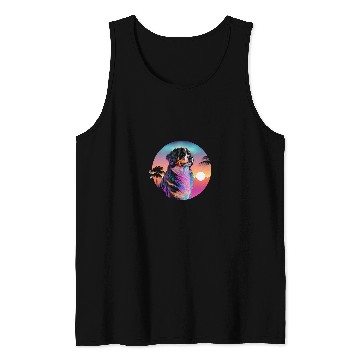 Discover Bernese Mountain Pet Synthwave 80s Retrowave Aesthetic Tank Tops