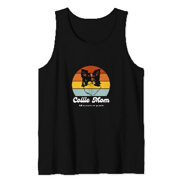 Discover Border Collie Pet Mom Retro Style Sunset Cool Collie Mom Tank Tops
