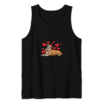 Discover Boxer Pet With Stuffed Animal And Hearts Tank Tops